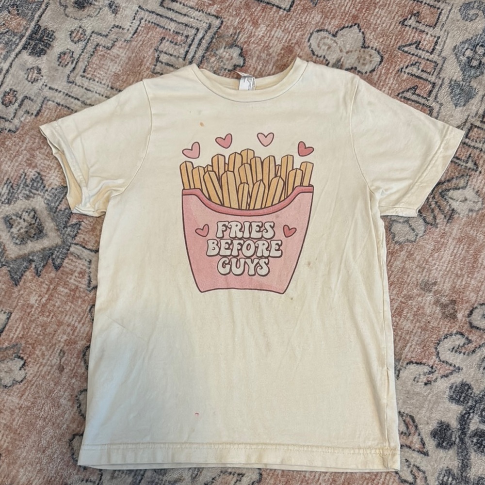 Cream Kids T-Shirt with Fries Graphic